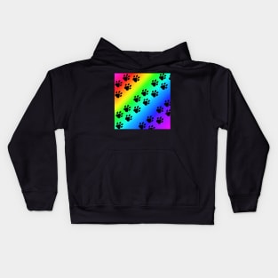 Rainbow paw prints Kids Hoodie